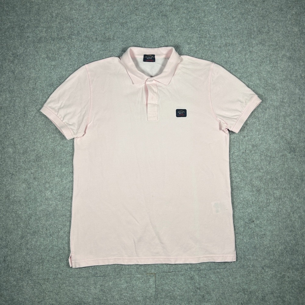 Paul & Shark Yachting Polo Shirt Mens Large Pink Short Sleeve Cotton Casual